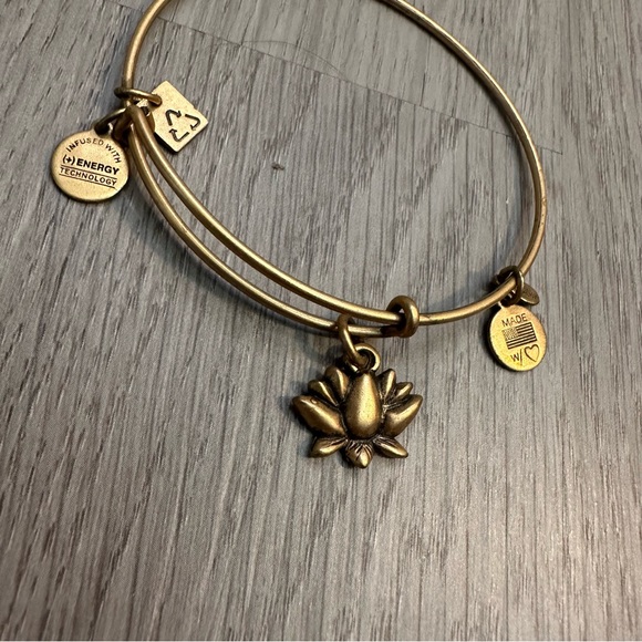 Alex and Ani goldtone lotus bangle Bracelet - Picture 2 of 5
